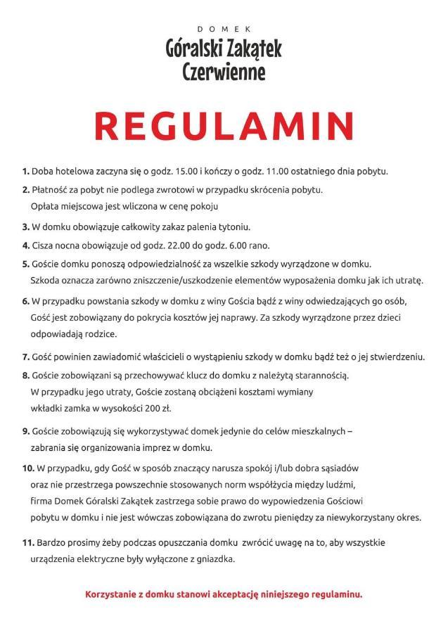 Domek Goralski Zakatek Czerwienne Экстерьер фото